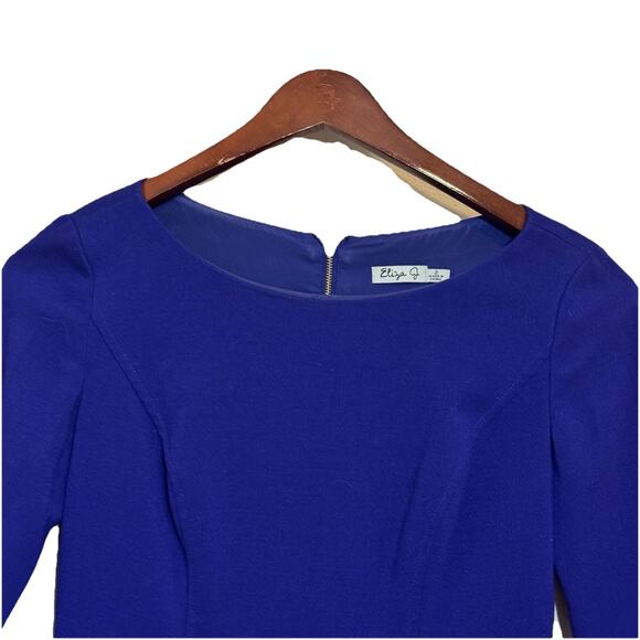 Eliza J Indigo Drop Waist Shift Dress Size 2 Pockets Holiday Party - Picture 4 of 5